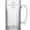engraved 1 litre glass beer mug